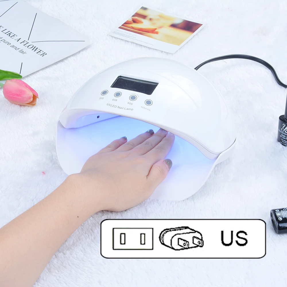 Горячая 50 Вт Сушилка для ногтей Светодиодная УФ-лампа для ногтей Гель-лак отверждаемая лампа с нижней 30 s/60 s/90 s таймер лампа для ЖК-дисплея для сушки ногтей - Цвет: 50W US Plug