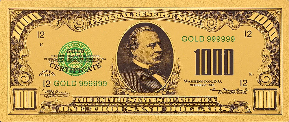 Коллекционная памятная монета $1000 США банкнота 24k позолоченная Рождественская