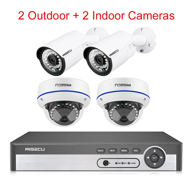 1 NVR 2 OUT 2 IN CAM MISECU 8CH 1080P POE NVR комплект безопасности CCTV система наружная внутренняя аудио запись ip-камера Водонепроницаемый P2P комплект видеонаблюдения - Цвет: 1 NVR 2 OUT 2 IN CAM