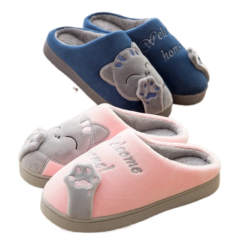 

Cotton Slippers Women's Platform Heel Covered Winter Home Couple Warm Indoor Non-Slip Confinement Fluffy Slippers Boys and