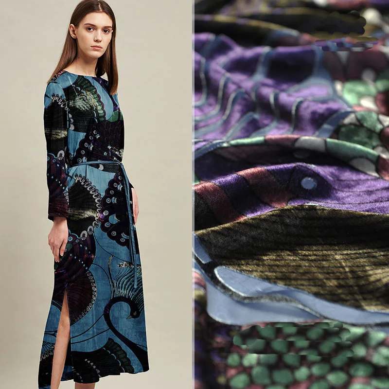 Павлина выгорание материал хлопок и шелк ткань для платья tissu getzner Лоскутная