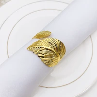 6pcslot golden large roll leaf napkin ring simple napkin ring wedding hotel tableware napkin buckle desktop decorations