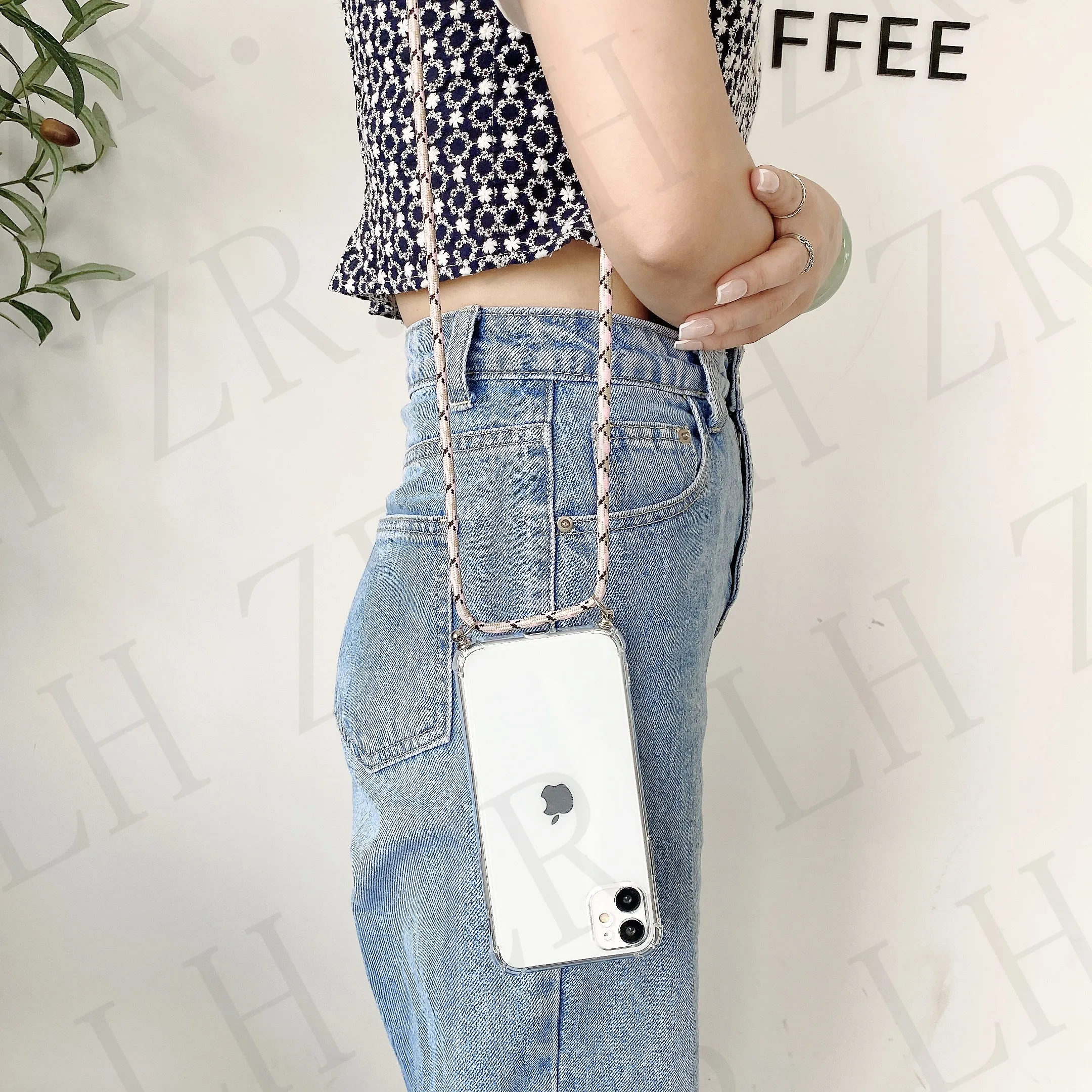 Transparent Soft TPU Phone Case For iphone 13 12 Mini 6 7 8 Plus X XS 11 Pro MAX XR SE With Lanyard Neck Strap Rope Cord Case