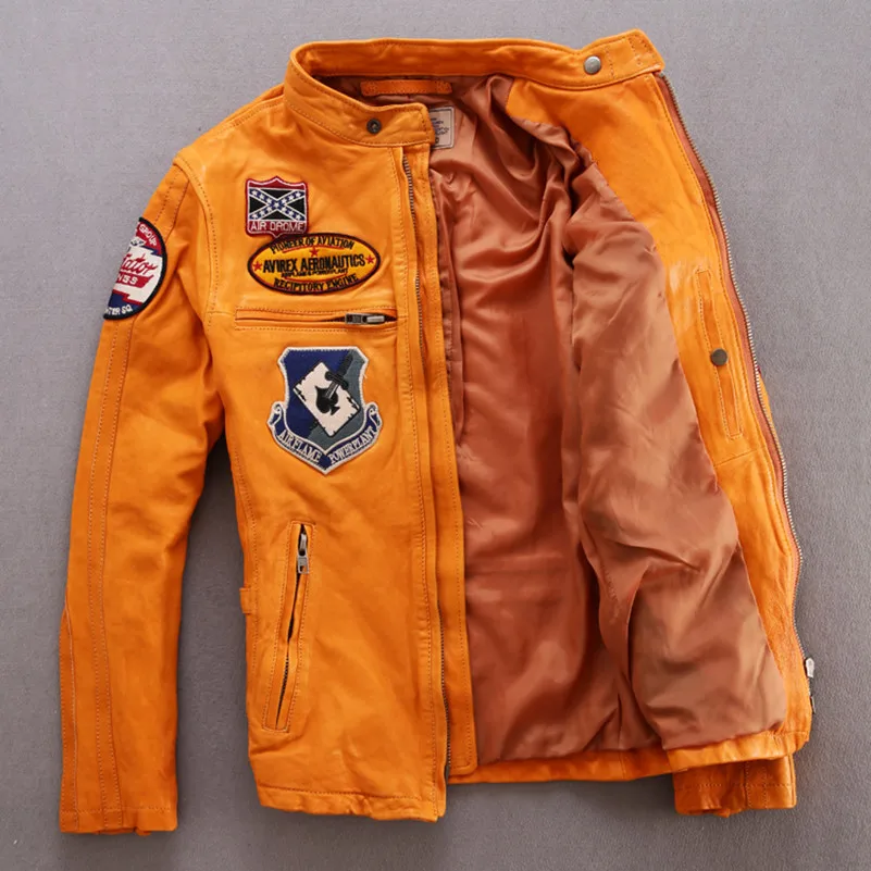Мужской значок летной силы 2020 желтый черный овчина воротник мандарина пилот