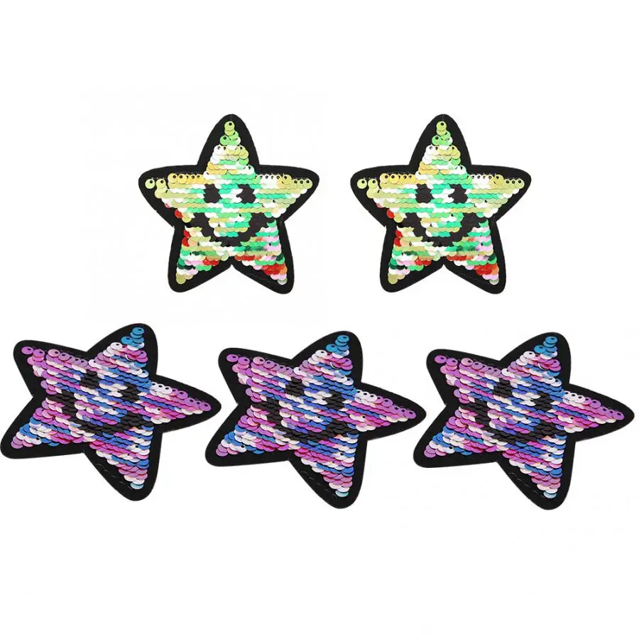 Горячая продажа 5 шт DIY расшитые блестками Звездные узоры со смайликом вышитые
