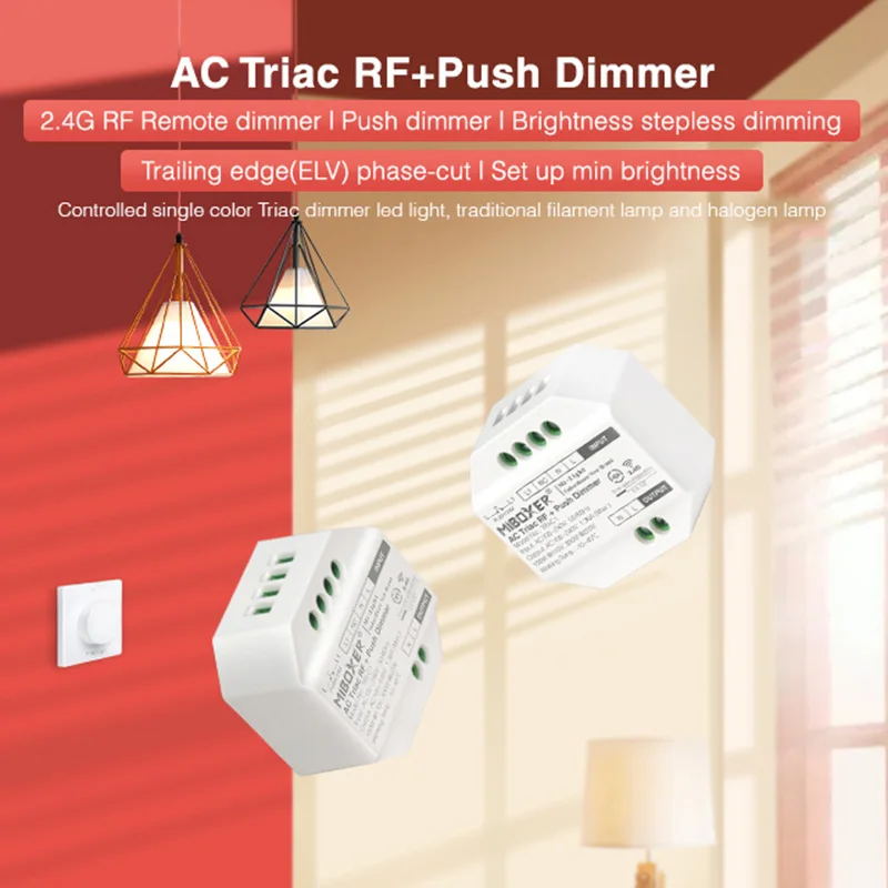 Miboxer LED Triiac RF Push Dimmer Switch AC110V 220V TRI-C1 2 4GH Пульт дистанционного управления работает с