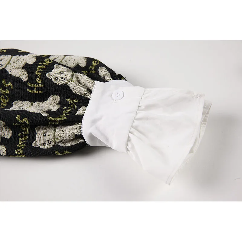 Женское мини-платье с длинным рукавом черное платье рисунком милой собаки и