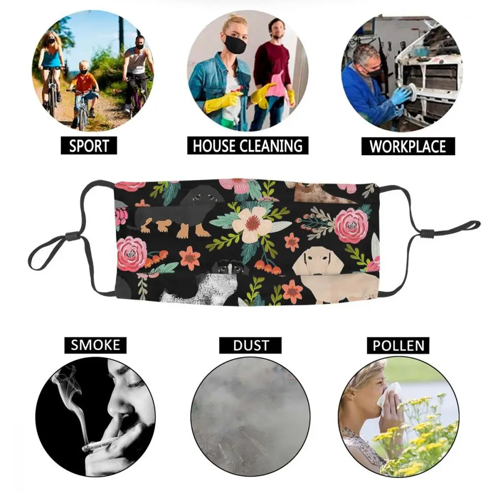 

Dachshund Dog Non-Disposable Mouth Face Mask Wiener Sausage Doxie Anti Haze Dust Mask Protection Cover Respirator Mouth Muffle