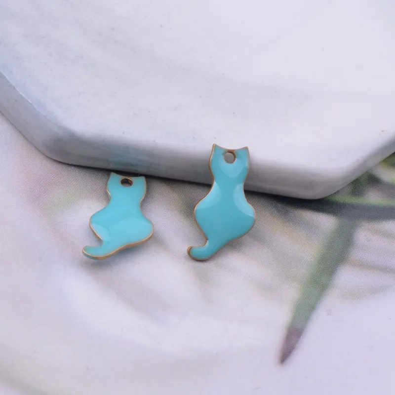 

30pcs 8*15mm Cute Both Faced Enamel Cat Charms for Jewelry Making and Crafting DIY Fashion Pendant Bracelet Earring Charms