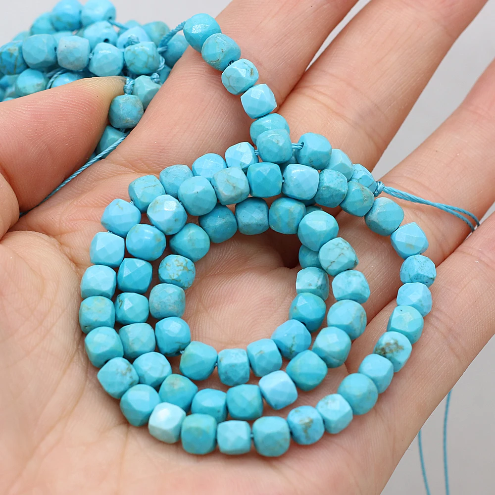 

New Natural Faceted Stone Chalchite 5x5mm Irregural Shapen Loose Beads for Making Jewelry Necklace Length 38cm