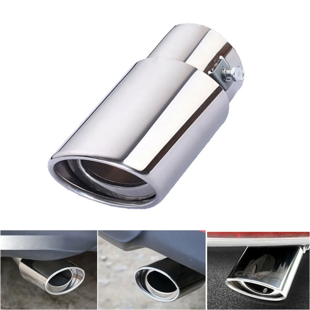 

Car Exhaust Pipe 62mm Stainless Steel Bend Muffler Tip Tail Throat Matte Silver High Quality Noise Reduction Exhaust Pipe