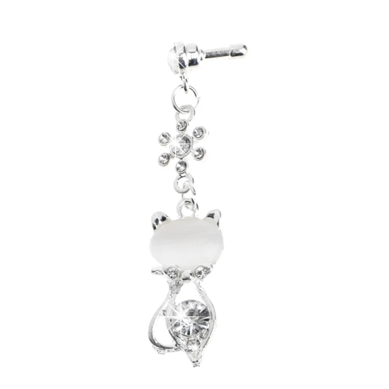 

3.5mm Jack Cat Crystal Dust Anti Earphone Cap Stopper Plug For Samsung iPhone 6