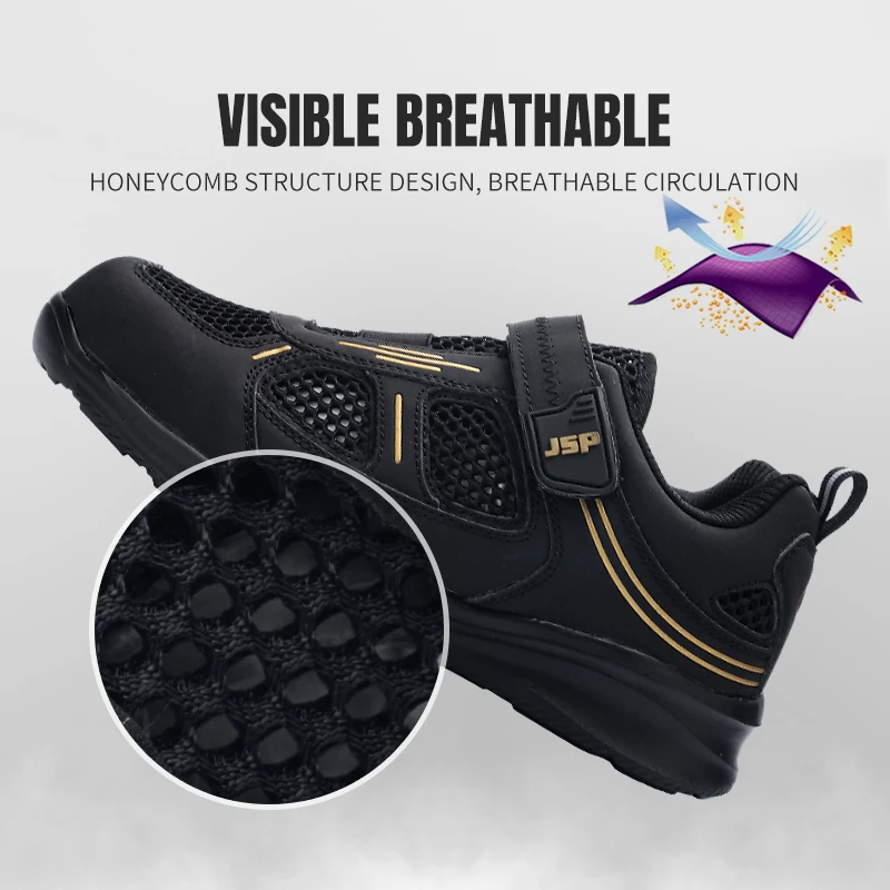 LARNMERN Безопасная рабочая обувь мужская со стальным носком Нескользящая дышащая