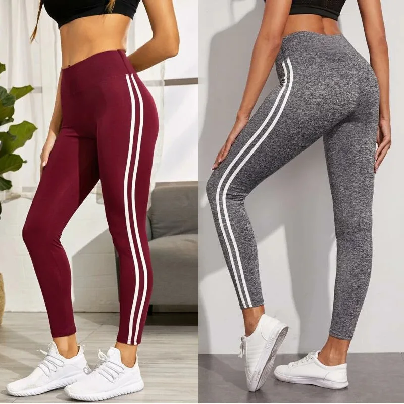 

Women Stripe Sweatpants High Waist Stretchy Scrunch Running Track Pants Gym Leggings Workout Jogger Trousers Slimming Activewear