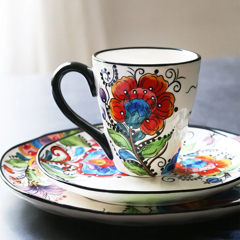 Tableware Ceramic Dinner Plate Set Dish 8/10 Inch Porcelain Cute Dessert Dinnerware Irregular hand-painted Steak | Дом и сад