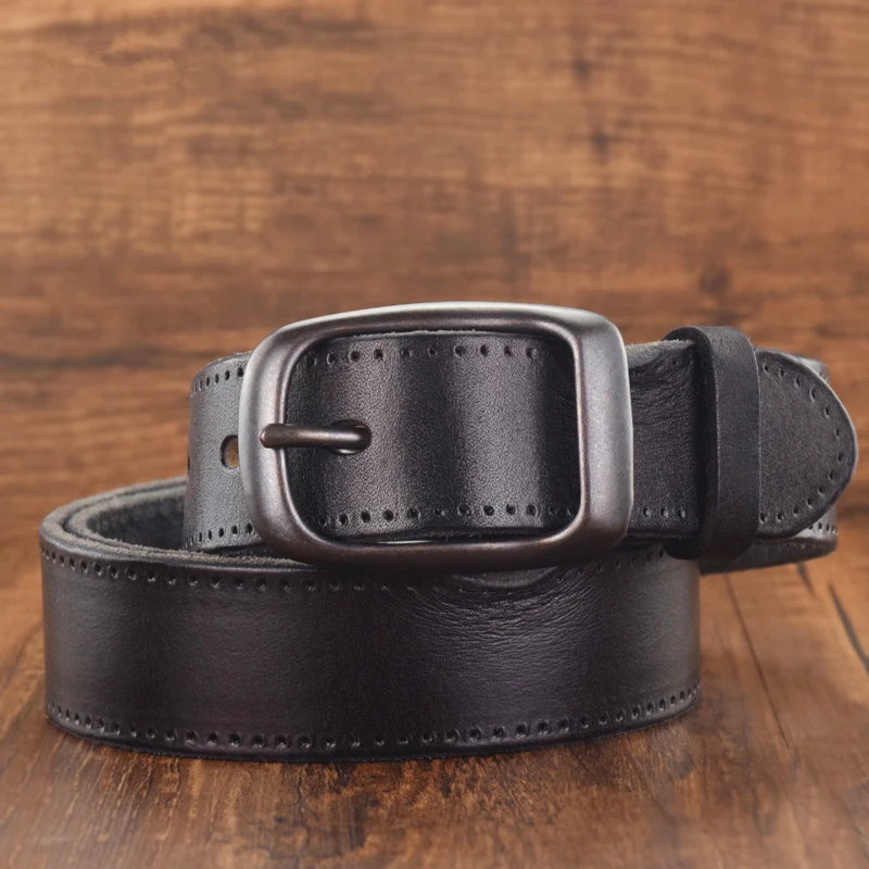 

Men's Leather Belt Luxury Designer High Quality Full-grain Buffalo Retro Belt About 34mm Pin Buckle Jeans Casual Male Belt