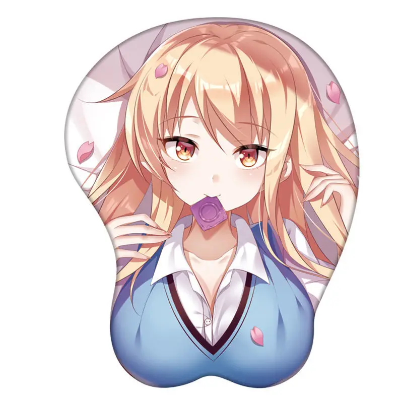 

Anime Shiina Mashiro Beauty Beautiful Woman Chest Cosplay Silicone 3D Mouse Pad Lycra Fabric Wristbands Cartoon Creative
