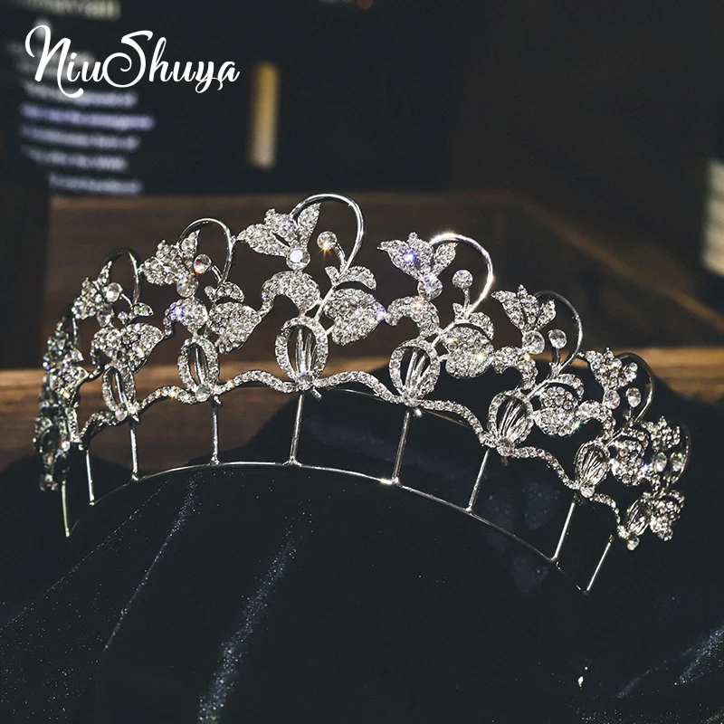 

NiuShuya Rhinestone Crystal Vine Hair Crown Bride Butterfly Headdress Wedding Dress Accessories Tiara Headband Jewelries