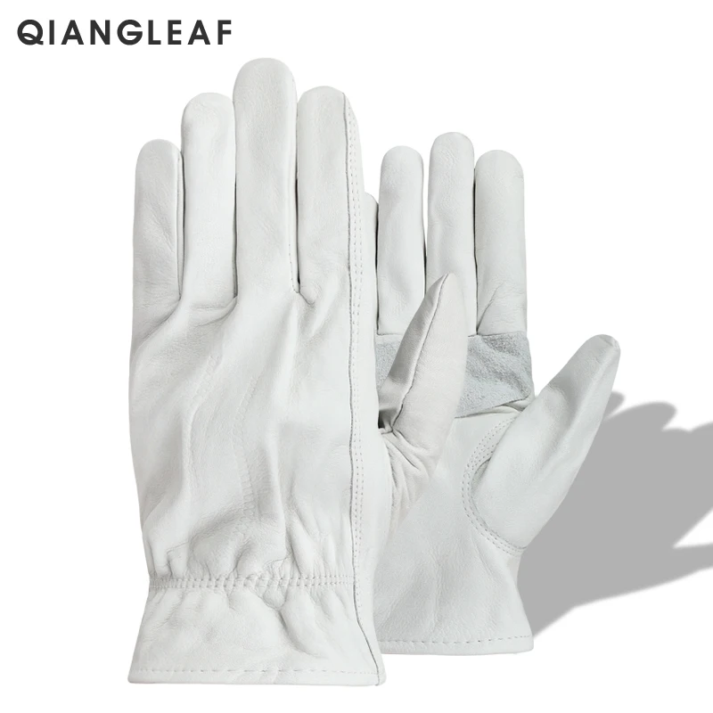 QIANGLEAF брендовые новые белые рабочие перчатки из воловьей кожи сварочные мужские