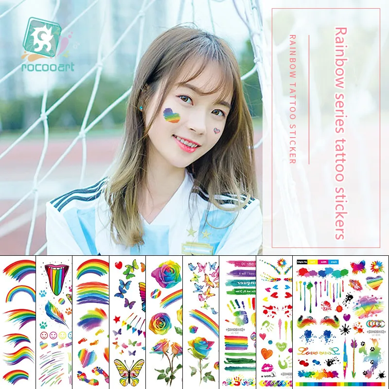 

Разноцветные бабочки, цветы Радуга для боди-арта Водонепроницаемый временный стикер татуировки для мужчин и женщин, переводятся с помощью ...