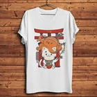 Футболка унисекс Tako and Neko, забавная летняя белая Повседневная футболка с коротким рукавом, с изображением японской еды, ресторана