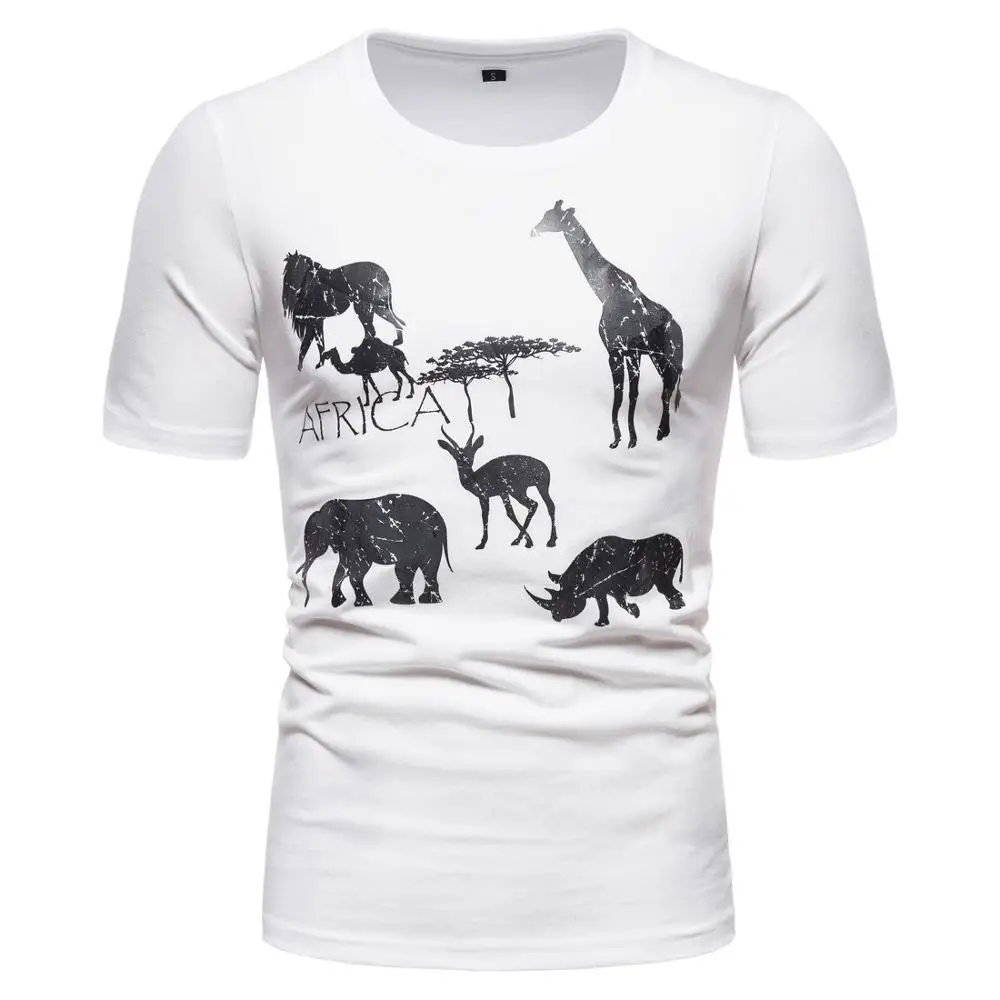 Футболка мужская с принтом хлопок короткий рукав модная уличная одежда в стиле