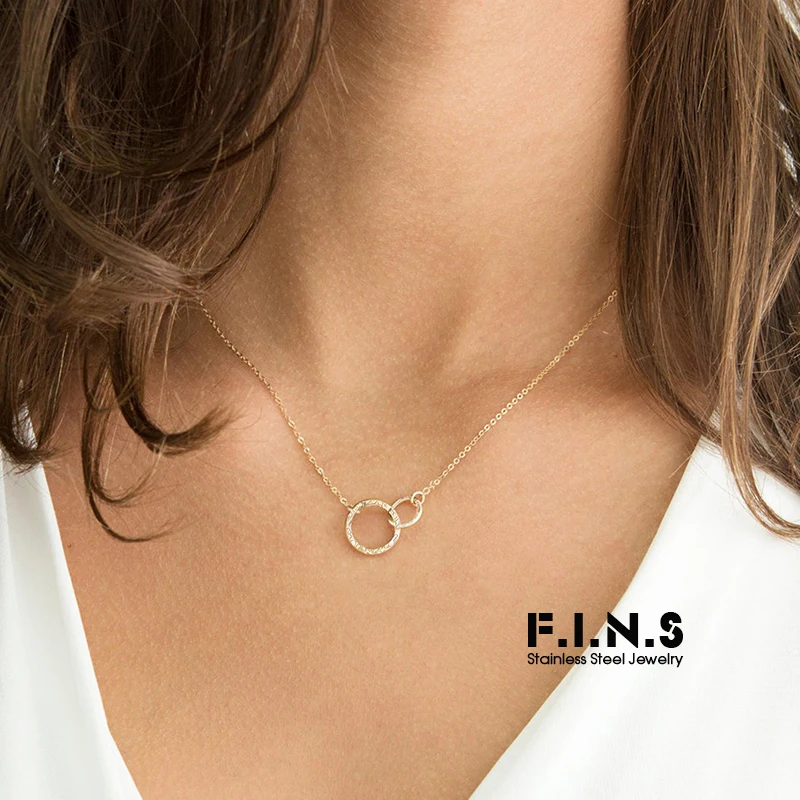 Ожерелье F.I.N.S из нержавеющей стали трех тонов женское ожерелье с подвеской в виде