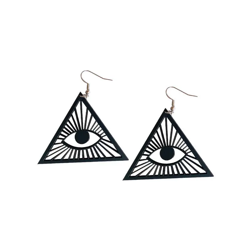 

Personality Triangle Hollow Matte Eyes Of Providence Acrylic Earrings For Women Black Color All-seeing Eyes Dangle Earrings