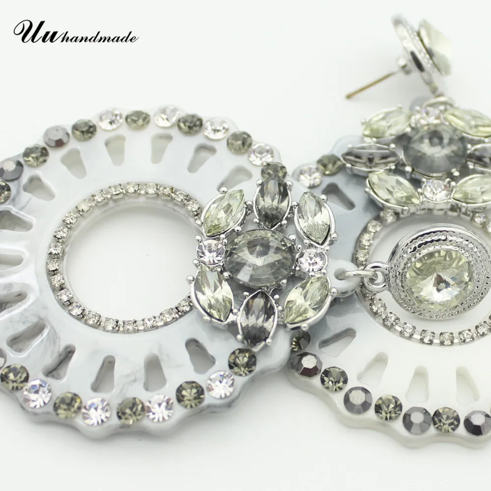 Кристальные и стразы вставки в акриловые круглые крупные серьги|earrings for|for