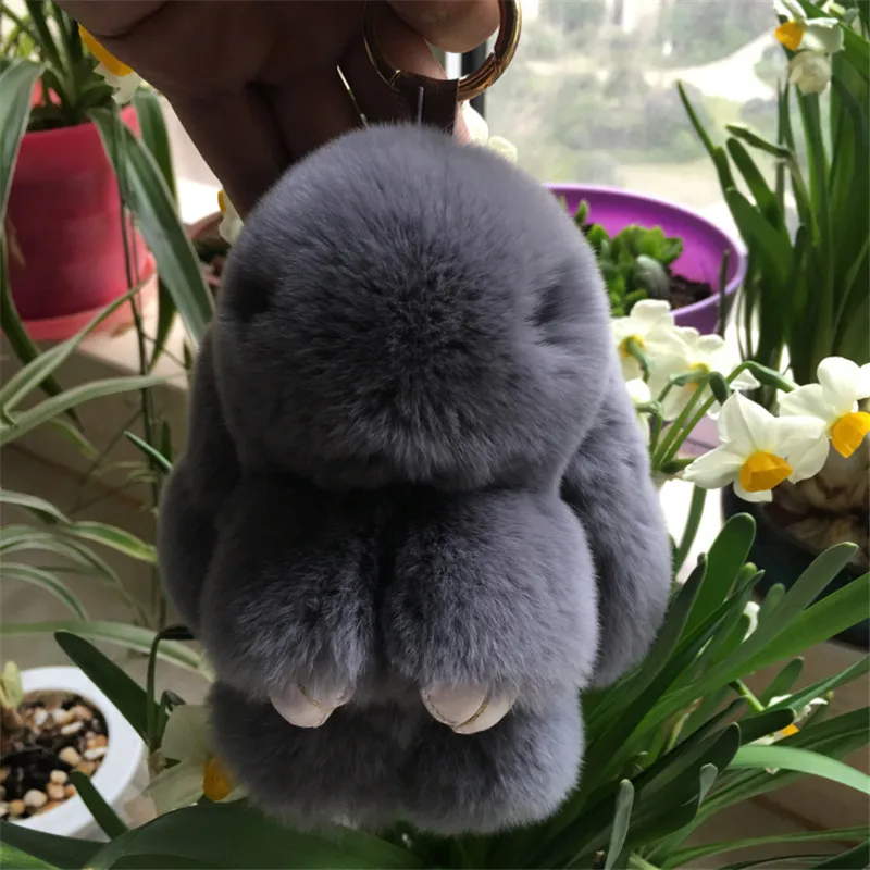 18 см большие размеры пушистый мех кролика рекс брелок для женщин сумки кулон