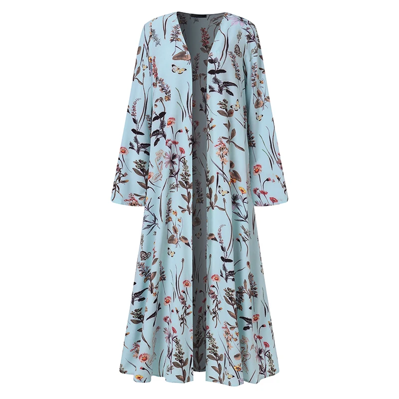 

Bohemian Floral Printed Shirt Kimono ZANZEA Summer Beach Cardigan Women Open Front Long Sleeve Casual Blouse Vintage Long Tops