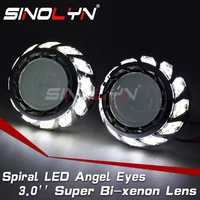 sinolyn angel eyes headlight lenses h4 h7 bixenon projector hid 3 0 super lens spiral halos for car lights accessories retrofit