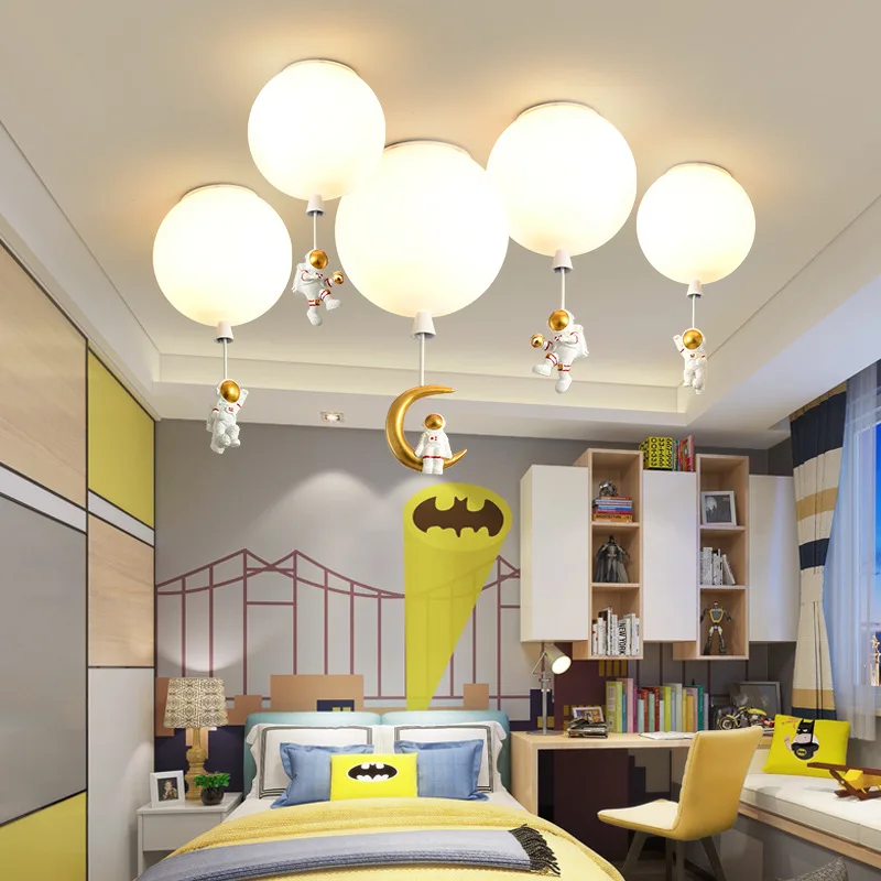 

Modern children's room bedroom lamp deco simple boy creative personality kindergarten astronaut spaceman balloon ceiling light