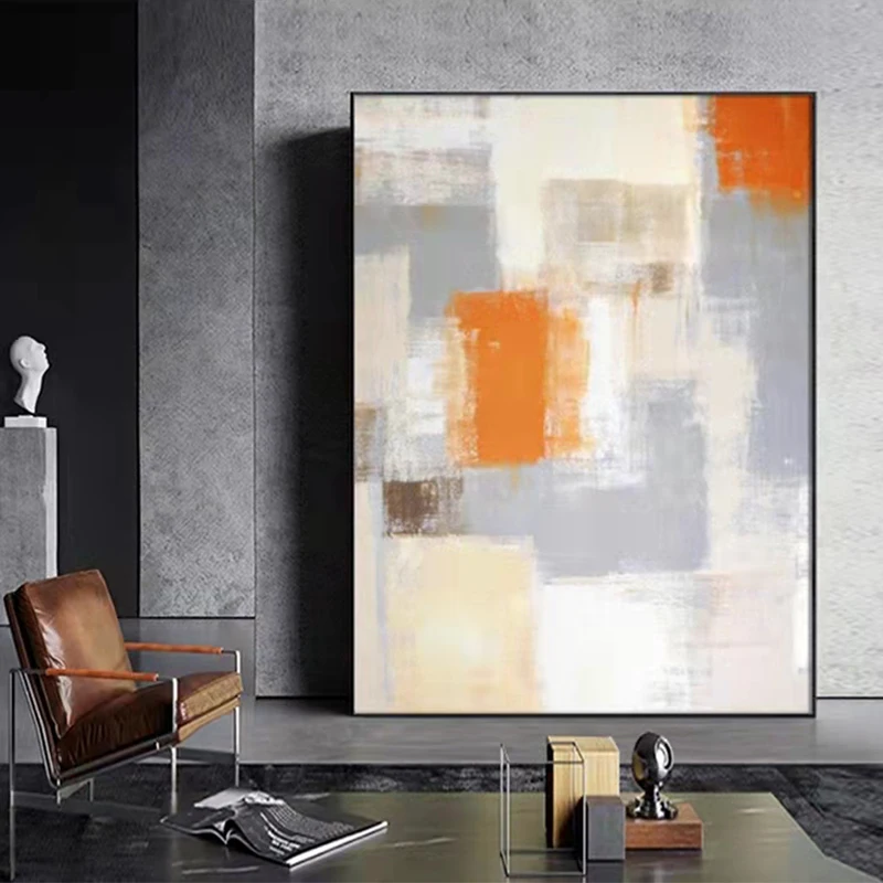 

July pure hand-painted house lonely style living room background wall decoration painting abstract light luxury hanging painting