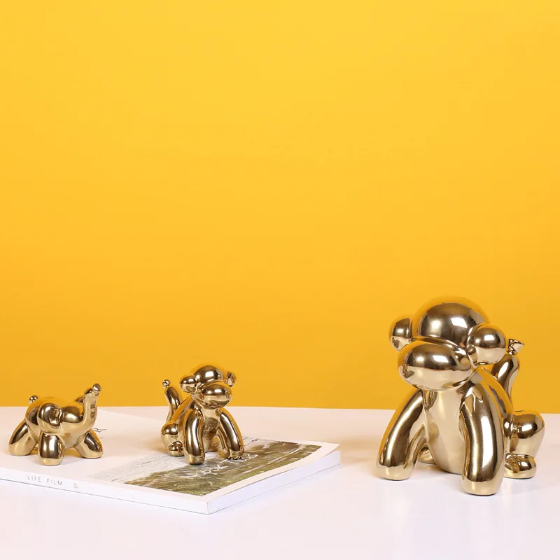 Золотые керамические животные обезьяна слон украшения для гостиной