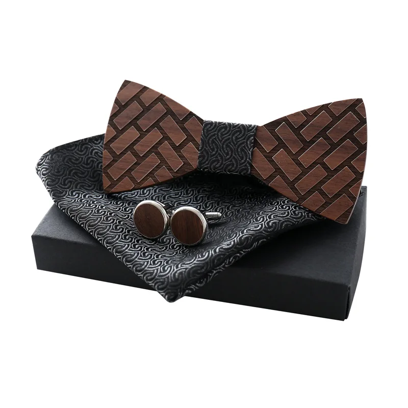 YUNCLOS Мужской деревянный галстук-бабочка галстук костюм из трех предметов модный