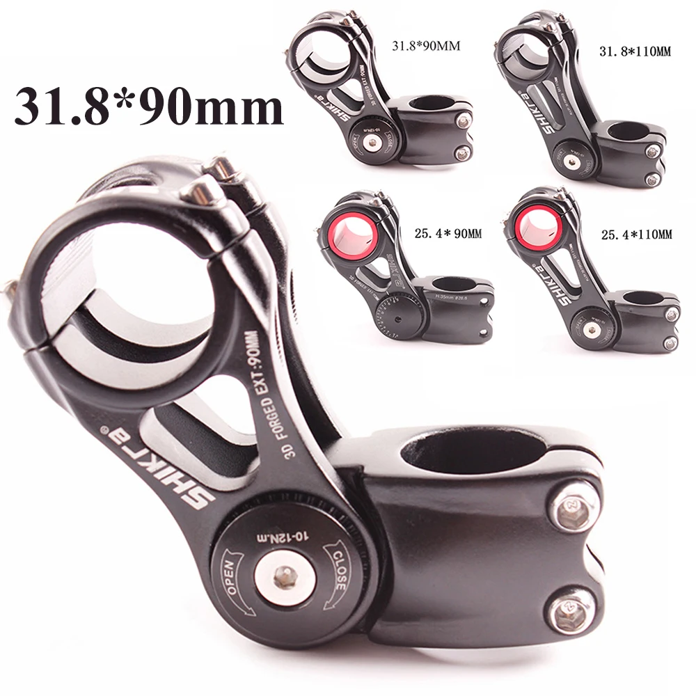 

MTB Road Bike Stem Riser Adjustable Bicycle Aluminum Alloy Handlebar Stem 90 / 110mm For 28.6 / 25.4mm Dia Bar Cycling Parts