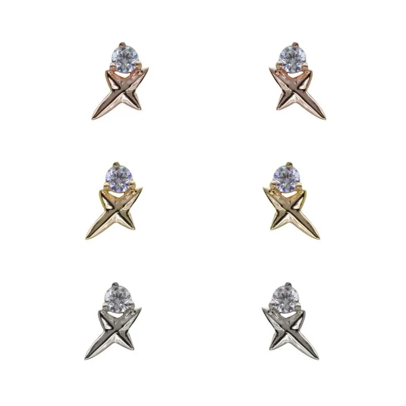 

Новинка 2021, модные темпераментные изысканные серьги из 18-каратного золота с четырьмя острыми звездами, инкрустированные цирконием, женские...