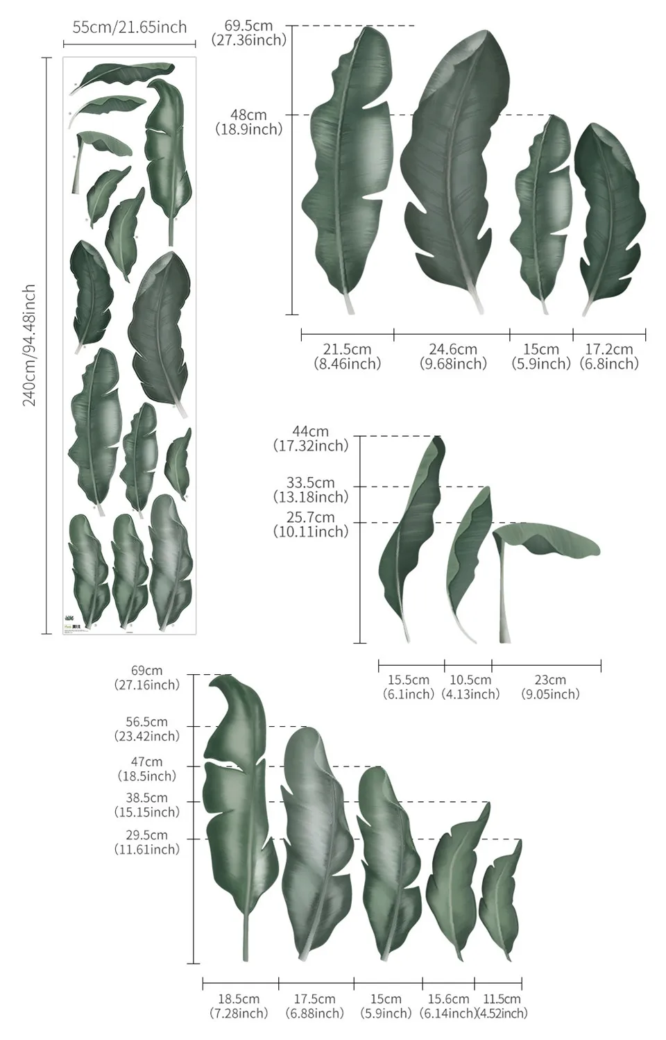 

Large Banana Leaf Wall Decoration Stickers Bedroom Layout Self-adhesive Wallpaper Living Room Furniture Home Decor Mural Decals