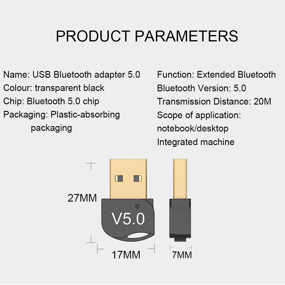 VAORLO USB Bluetooth адаптер стерео мини 5 0 передатчик для ПК компьютера ноутбука аудио