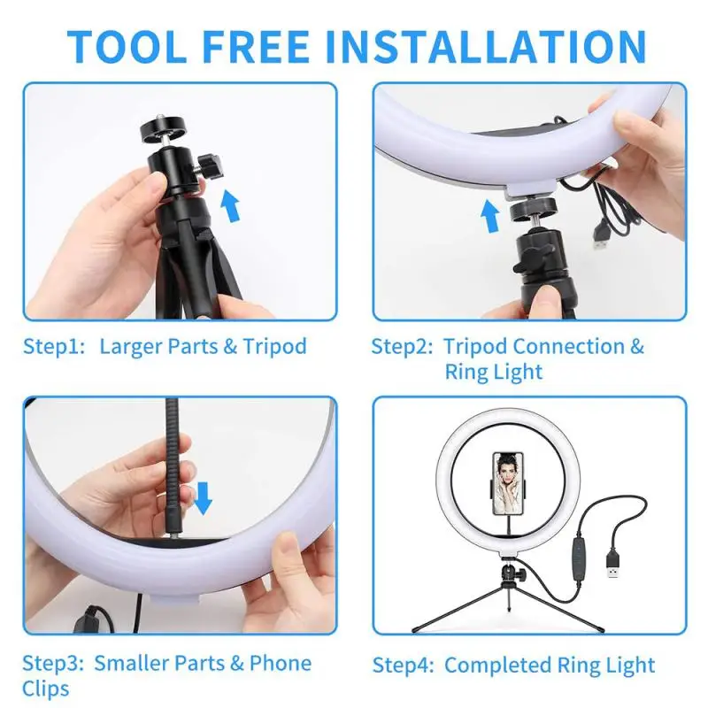LED Selfie Ring Light 10inch Dimmable Phone Camera With Tripod For Makeup Video Live Studio | Электроника