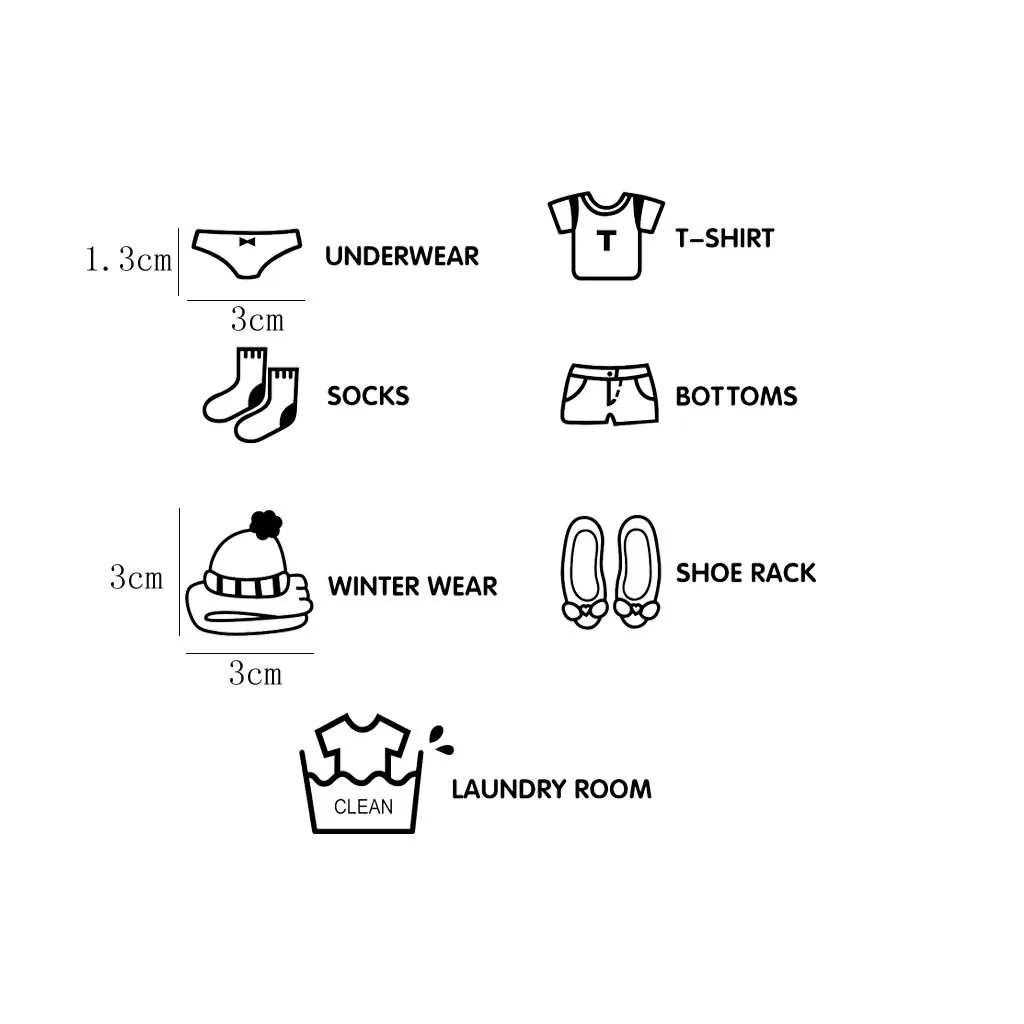 

7PCS Home Decor Wardrobe Logo Sticker Decal Bedroom Vinyl Art Mural