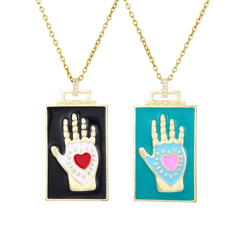 

Медная позолоченная цепочка с сердечком 18 К, ожерелья из нержавеющей стали с любящими руками для женщин, модный подарок дружбы VNE121