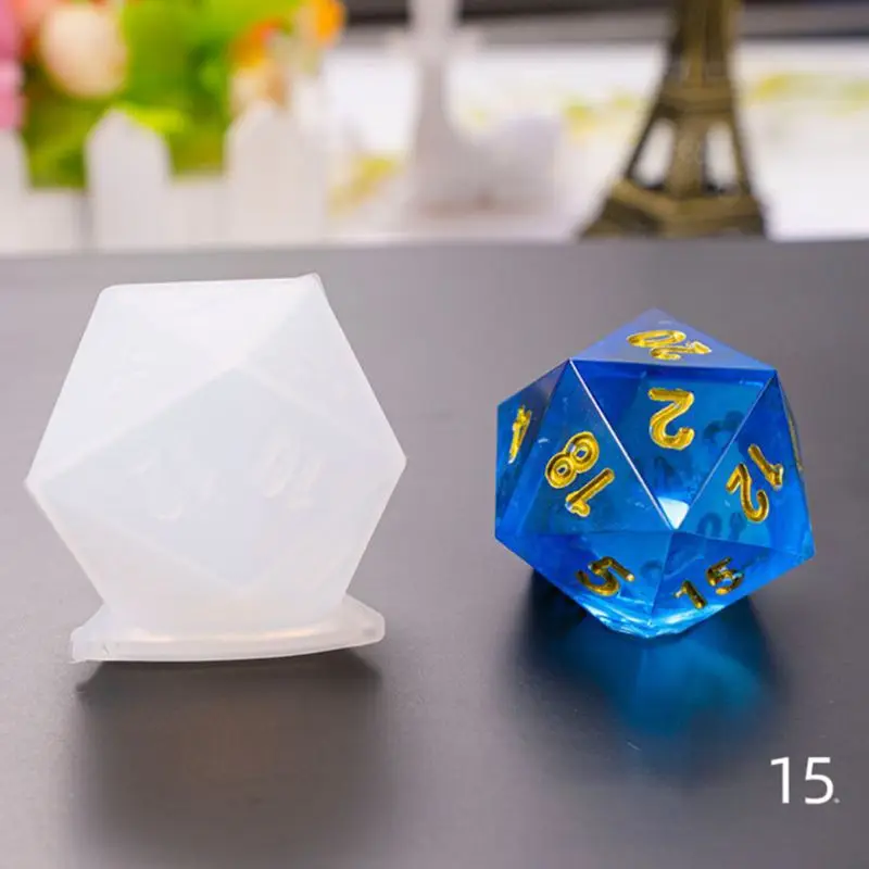 

DIY Crystal Epoxy Mold Dice Fillet Ring Digital Game Jewelry Silicone Mould