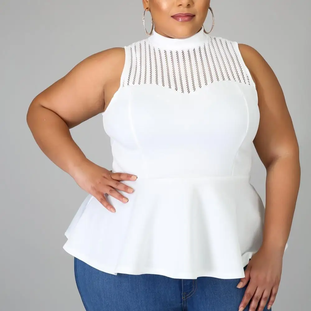 Размера плюс блузка для женщин 4XL 5XL 2021 летние однотонные белые платья на бретелях