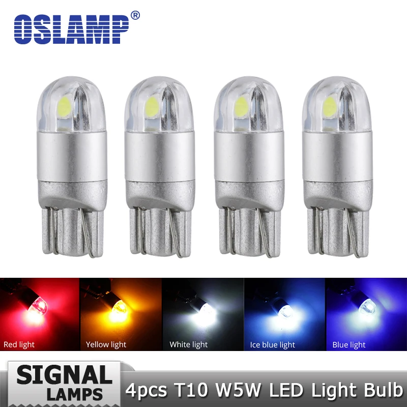Oslamp 4 шт./лот T10 W5W Автомобильная светодиодная сигнальная лампа белая красная