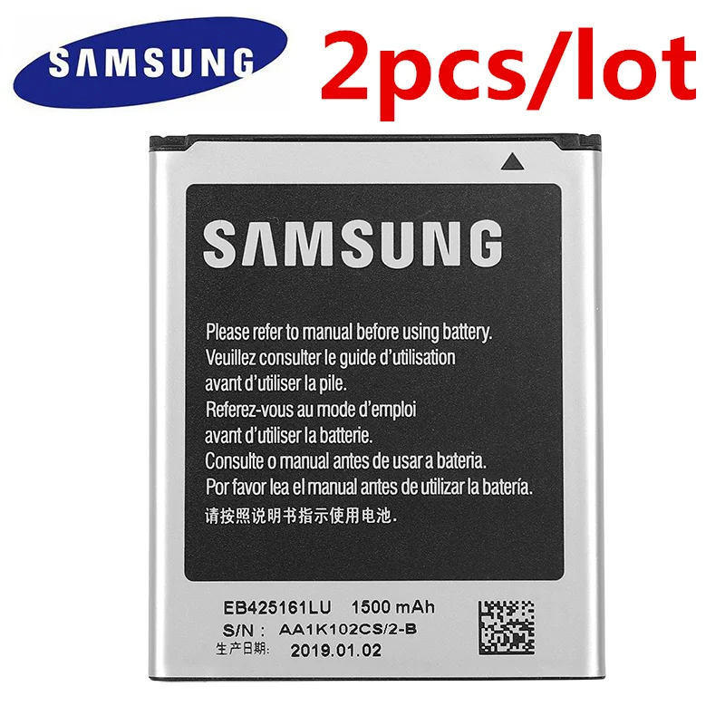 Аккумулятор SAMSUNG EB425161LU для Samsung 2 шт./лот батарея S7560 S7566 S7568 s772 S7580 i8190 I739 I8160 S7582 J1 MINI