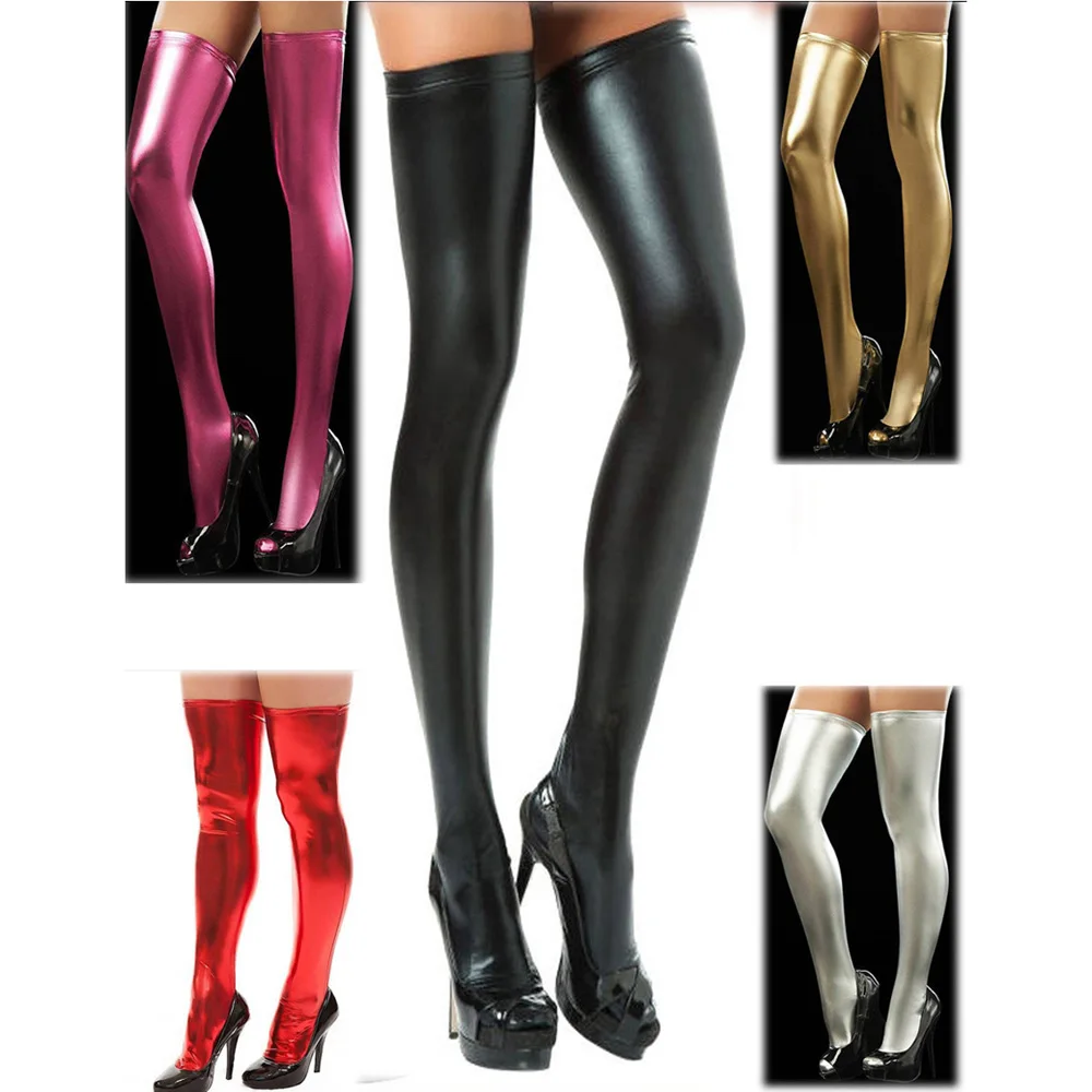 

New Women Leggings Thigh High Stockings PU Leather Wetlook Clubwear Sexy Socks Over Knee Socks Long Boot Thigh-High Stockings