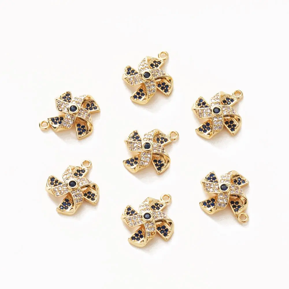 

2 предмета в комплекте 14K позолоченный в форме ветряной мельницы голубой циркон подвеска расходных материалов для изготовления ювелирных и...