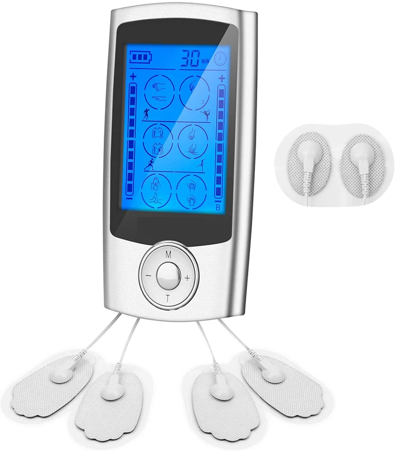 

EMS Muscle Stimulator Rechargeable Electronic Pulse Massager with 24 Modes 6 Electrode Pads Physical Therapy Equipment for Pain